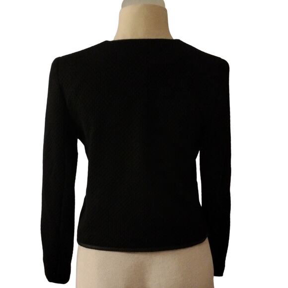 Alice + Olivia Jacket Sz SP Black LAMB LEATHER TRIM Puff Quilted Blazer Regency - Picture 6 of 16